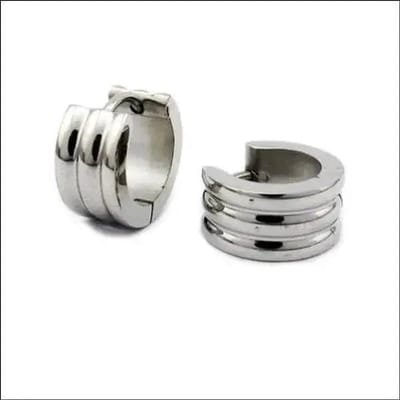Aramat Jewels | Oorringen | Stalen Huggie Oorringen 14mm RVS Unisex | Strepen-14x7mm | |7mm | Staal | Kinderen, Volwassenen | Verkleurd niet