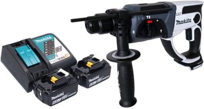 Makita DHR 202 RGW Accuklopboormachine 18 V 20 mm 2.0 J wit + 2x accu 6.0 Ah + lader