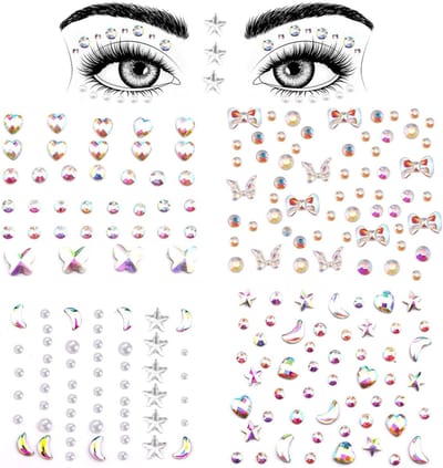 Glinsterende gezichtsgelstenen en rhinestone tattoos voor creatieve make-up en haaraccessoires voor vrouwen en meisjes