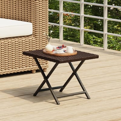 vidaXL - Tafel - inklapbaar - 45x35x32 - cm - poly - rattan - bruin
