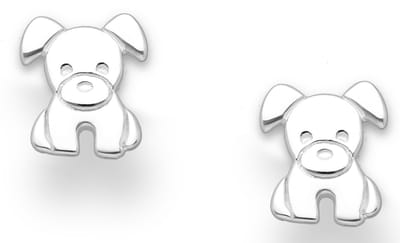 Joy|S - Zilveren hond oorbellen - massief - 8 x 10 mm - zilver