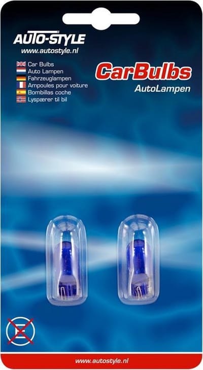 AutoStyle T-10 12V/5W Lampen 12V Super Wit (Natural Glass), set à 2 stuks