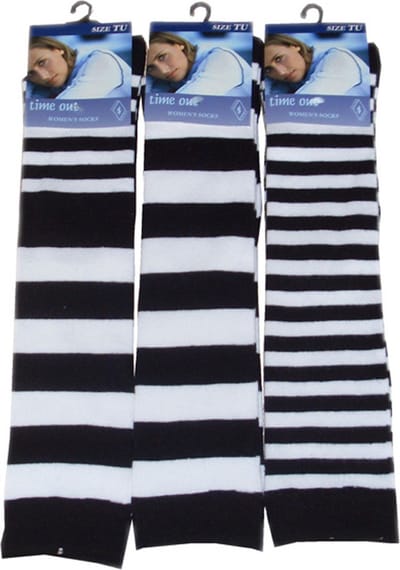 Dames KNIEKOUS - wit/zwart- 6 paar - one size - losse elastiek - 78% katoen - chaussettes socks