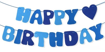 Dailygoody - Gelukkige Verjaardag Vilt Banner - Verjaardagsfeestje Decoraties - Blauw - Feest voor Jongens en Meisjes - Herbruikbaar - Makkelijk te Mo
