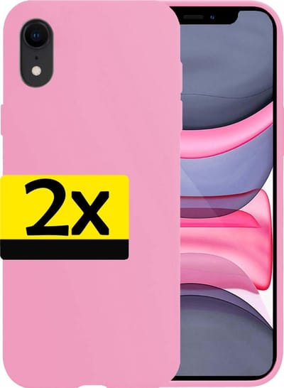 Hoesje - 2 Stuks - Geschikt voor Apple iPhone XR - Sterk & Shockproof - Case Siliconen - Back Cover - Telefoon Hoes - Telefoonhoesjes - Lichtroze