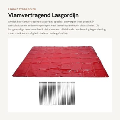 Dailygoods- Lasgordijn Vlamvertragend - 6 Niveaus Stralingsbescherming - 1,74 x 3 m - Lichtgewicht - Hangend Lasscherm - Inclusief Kabelbinders