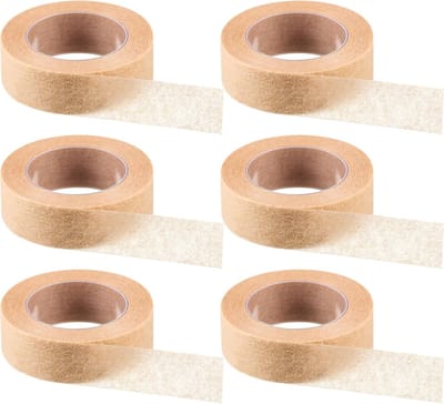6 rollen microporeuze banden van flexibel leer, ademende neusband, plakband van gaas, voor gezwollen sportwonden, 1,25 cm x 10 m, beige