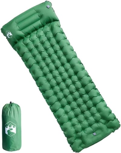 Campingmatras - Slaapmat - Outdoor slapen - Zelfopblazend met kussen - 200x75cm - Groen