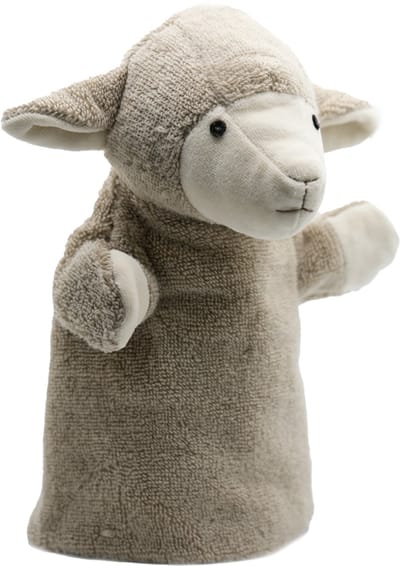 Cute since 1999 - Organische Handpop Grijze Lammetje - Dier knuffel - Handpop voor poppenkast - 26cm x 20cm