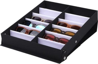 Brillen Organizer - Opbergdoos - Veilige Opslag - 12 Vakken - 37 cm Breed - Zwart