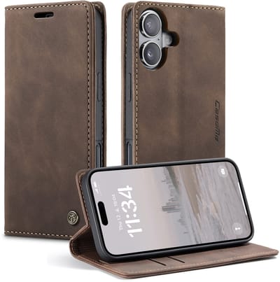 CaseMe Hoesje - Geschikt voor iPhone 17 Hoesje - CaseMe 013 Book Case - Donkerbruin