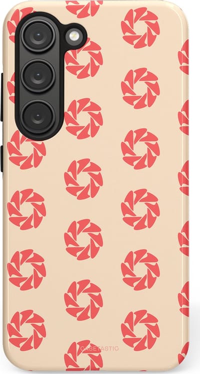 Casetastic hoesje geschikt voor Samsung Galaxy S23 - Dubbellaagse bescherming - Peach Bloem Cirkels - Fashion Case - Crème Koraal Perzik