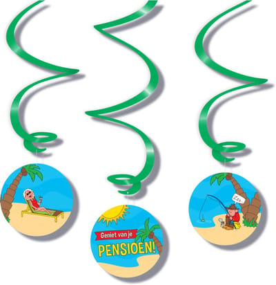 BTH – Pensioen Swirls – Feest Versiering – Afscheid Decoratie – Pensioen Versiering – Cartoon Swirls – 12 stuks