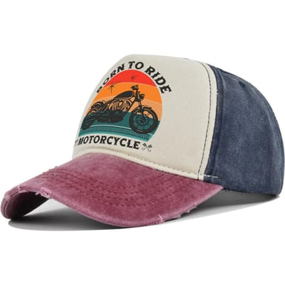 Heren Hoeden Motorfiets Baseballpetten Voor Mannen Vrouwen Retro Bedrukte Petten Katoen Spons Truckpetten Heren Gewassen Oude Zon Hoed Casquette 54-60cm bordeaux