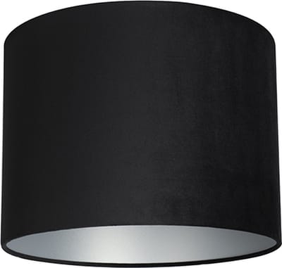 Uniqq Lampenkap velour zwart Ø 25 cm – 25 cm hoog met zilveren binnenzijde