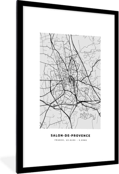 Fotolijst incl. Poster - Plattegrond - Kaart - Stadskaart - Frankrijk - Salon-de-Provence - 60x90 cm - Posterlijst