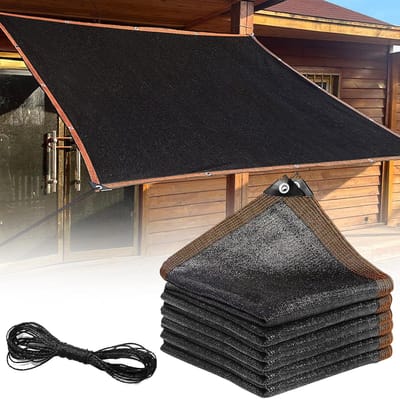 Schaduwnet - Zonweringsnet - 3 x 4 Meter - Tuin Schaduwnet met Ogen - Zonwering voor Tuin, Pergola & Broeikas - UV-bestendig - Winddoorlatend - Schaduwdoek - Outdoor Privacy Scherm - 12 m² - Zwart