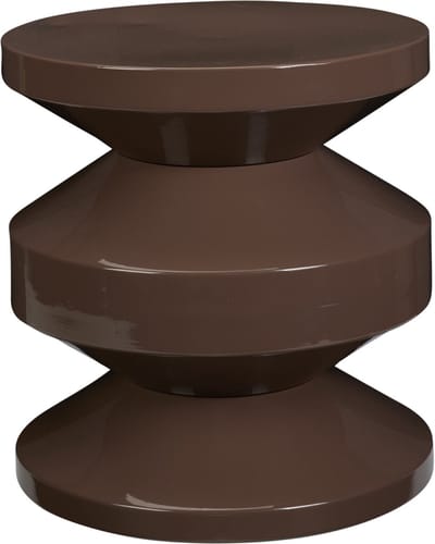 In & Out Deco Bijzettafel - Metaal - Organisch - Zig-Zag - Bruin - Hoog 33 cm - Rond 31 cm