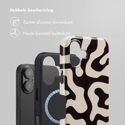Selencia Hoesje - Geschikt voor Apple iPhone 16 - Backcover geschikt voor MagSafe - Art Wave Black