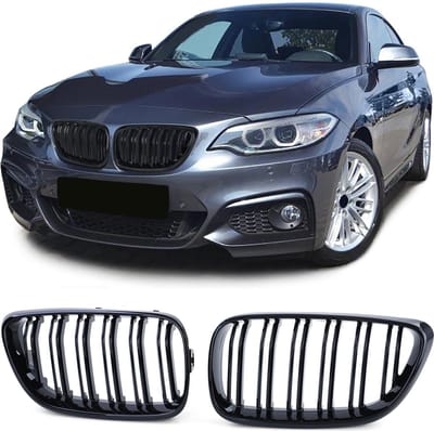 Nierengrille Geschikt voor BMW 2 Serie F22 Coupé & F23 Cabrio (2014–2021) – Hoogglans Zwart