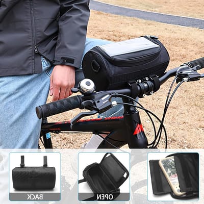 Waterdichte Fietstas voor het Stuur met Aanraakscherm, Verstelbare Schouderriem en 3 Liter Capaciteit voor E-Bikes en Fietsen, Ideaal voor Mobiele Telefoons en Accessoires