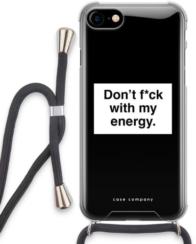 Case Company® - Hoesje met koord geschikt voor iPhone SE 2020 hoesje met Koord - My energy - Telefoonhoesje met Zwart Koord - Bescherming aan alle Kanten en Over de Schermrand