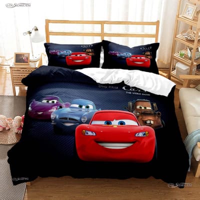 Pixar Mcqueen Auto Alle Seizoenen Dekbedovertrek Dekbed Beddengoed Sets Zachte Dekbedhoes En Kussenslopen Enkel/Dubbel/Queen/King AU Single(140*210cm)3pcs