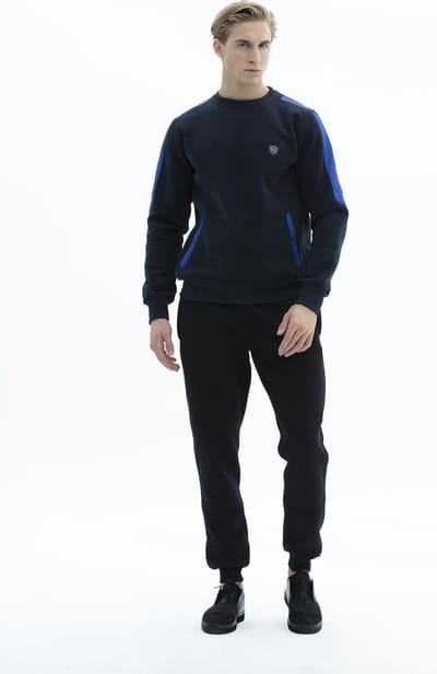 SCR. Lelyan - Warme Heren Sweater - Trui met steekzakken - Donkerblauw - Maat XXL