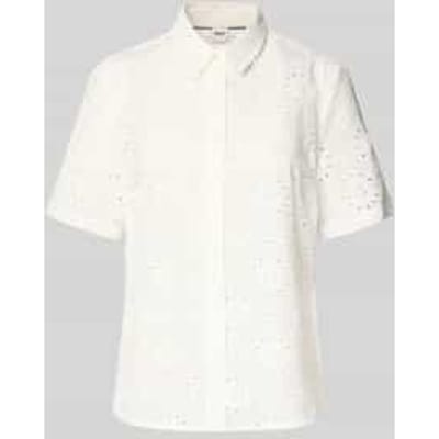 regular fit blouse van puur katoen met opengewerkte borduursels