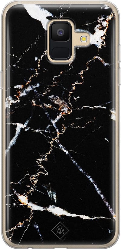 Casimoda® hoesje - Geschikt voor Samsung A6 2018 - Marmer Zwart - Backcover - Siliconen/TPU - Zwart