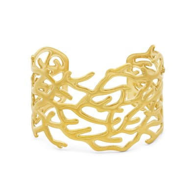 CO88 Collection Bangle Dames – 8CB-91443 - Goudkleurige Open Armband – Organisch Design – Statement Cuff