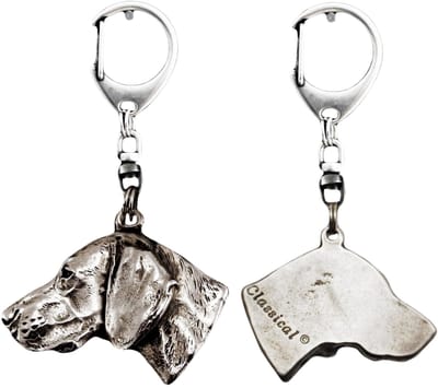 Art-Dog - Sleutelhanger Weimaraner - Verzilverd - Hondenportret - Unieke Tasdecoratie