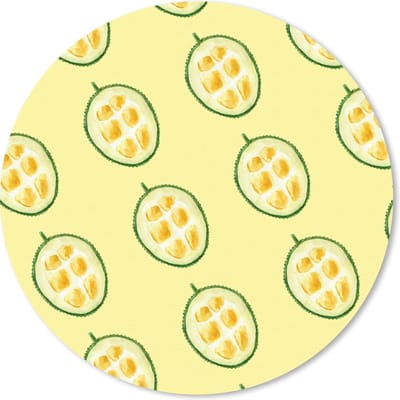 Muismat rond 20x20 cm - Mousepad Fruit - Sjablonen - Geel - Ronde muismatten