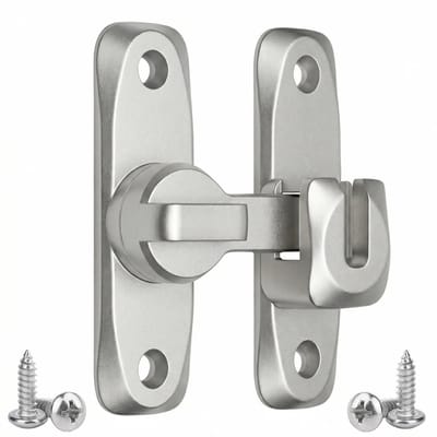 Dailygoods- Schuurdeurslot 90/180 Graden Draaibaar - Zilveren Deurgrendel - Compacte Metalen Grendel - Roestvrij - Eenvoudige Installatie - Veilig voor Kinderen en Huisdieren - Deurgreep