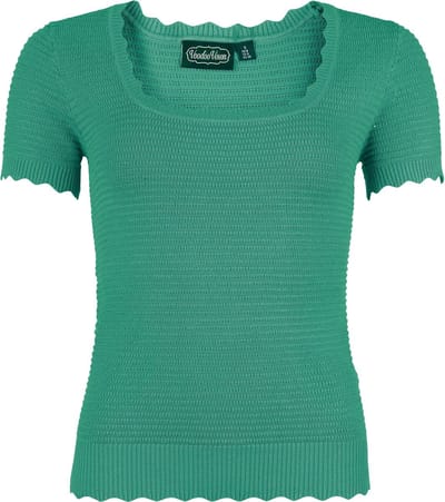 Voodoo Vixen Scalloped-Edge Scoop-Neck Dames T-shirt - blauw - M