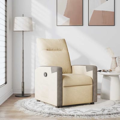 vidaXL - Fauteuil - verstelbaar - stof - crèmekleurig