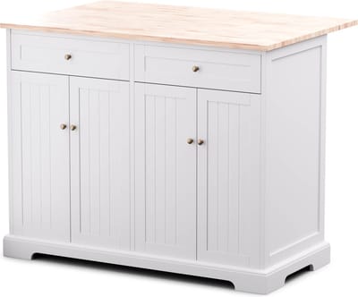 Blumfeldt Kookeiland – Uitschuifbaar werkblad, 2 lades & 4 deuren, Veelzijdige keukenwagen, Modern design, Robuuste constructie, Eenvoudig te reinigen, 106,5x49,5x89 cm