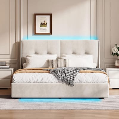 Tweepersoonsbed 160x200 met Opbergruimte en LED-verlichting