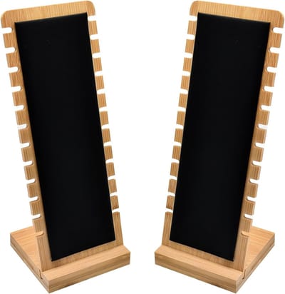 2-pack Bamboe Sieradenstandaard voor Halskettingen - Zwarte Paneelweergave voor Sieradenpresentatie op Tafel - Geschikt voor Halskettingen, Armbanden en Oorbellen - Stabiel en Stijlvol Decoratief Sieraden Display