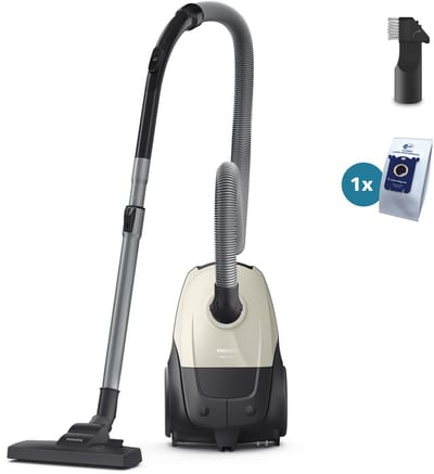 Philips 1000-Serie Stofzuiger met Zak - 750 W - Compact & Lichtgewicht - HEPA-filtersysteem - 9 meter bereik - Inclusief S-Bag - (XD1101/10)
