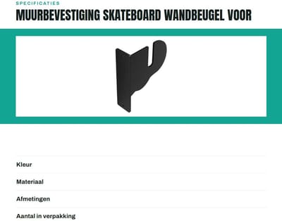 Dailygoods- Muurbevestiging Skateboard - Muurbevestiging Longboard - Beugel - Display - Acryl - 2 Stuks - 15x13.4x4cm - Skateboardhouder