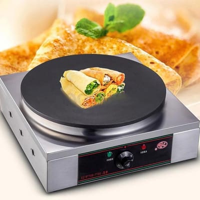 Elektrische Pannenkoekenmaker - Apparaat Koeken - Snelle Maaltijden Bereiden - Instelbare Temperatuur - 39cm Pan - Zilver