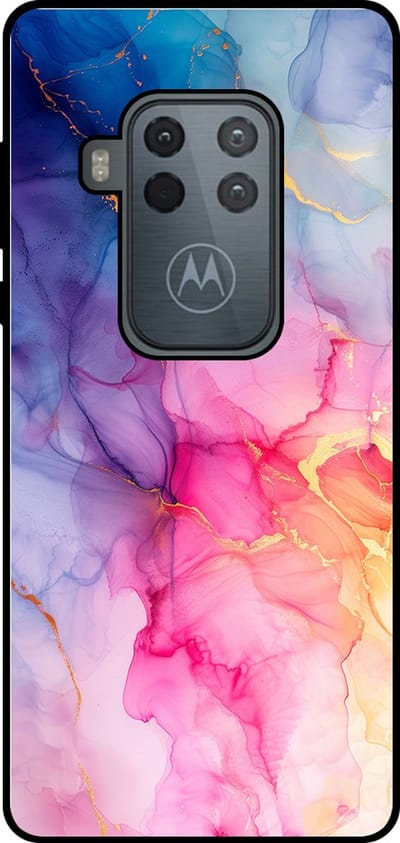 Smartphonica Telefoonhoesje Geschikt voor Motorola One Zoom met marmer opdruk - TPU backcover case marble design - Regenboog geschikt voor Motorola One Zoom