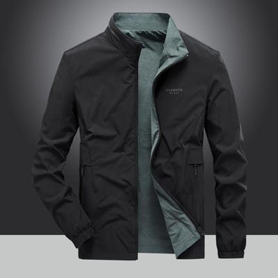 Nieuwe omkeerbare jassen voor heren, lente en herfst, casual jassen voor heren, nieuwe omkeerbare jassen met opstaande kraag 5XL black