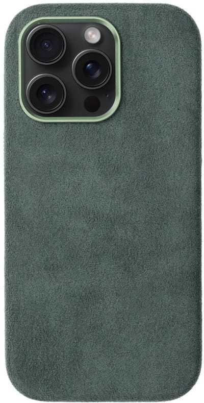 Rosso Avanti Hoesje Geschikt voor Apple iPhone 16 Pro | Compatibel met MagSafe / Qi2 | Echt Italiaans Alcantara | Back Cover | Beschermhoes | Groen