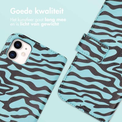 imoshion Hoesje - Geschikt voor Apple iPhone 11 - Design Bookcase smartphone - Black Blue Stripes