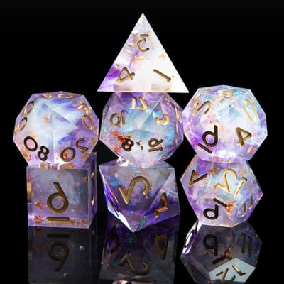Dobbelstenen Set - RPG Dobbelstenen - Rollenspellen Spelen - Scherpe Harsranden - 7 Delig - Paars