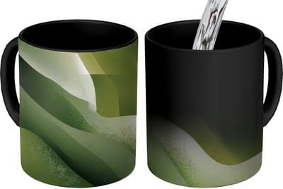 Magische Mok - Foto op Warmte Mokken - Koffiemok - Golven - Abstract - Heuvels - Groen - Magic Mok - Beker - 350 ML - Theemok