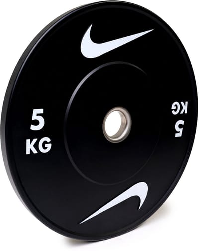 Nike 50 mm Halterschijf-Bumperplates 10kg - Paar | Duurzaam Rubber, Laag Bounce, Verkrijgbaar van 5-25 kg