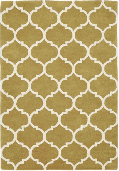 Easy Living - Albany-Ogee-Ochre Vloerkleed - 160x230  - Rechthoek - Laagpolig Tapijt - Klassiek - Geel, Wit